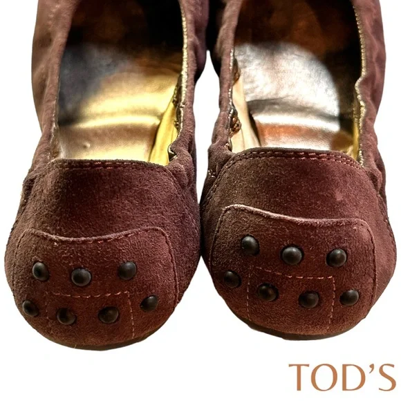 Tod's Ballerina Dee Fibbietta Ballet Flat / Chocolate & Grey (Size 36) - Picture 7 of 10